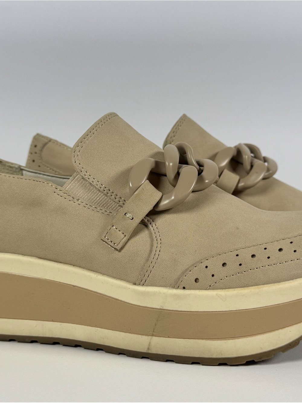 Dolce Vita Taupe Platform Chain Loafer
